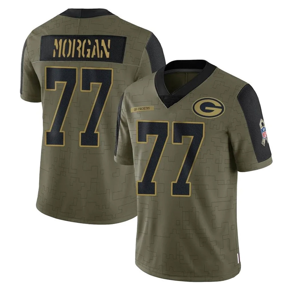 GB.Packers #77 Jordan Morgan Player Olive Salute To Service Limited Game Ddoa Stitched Jerseys