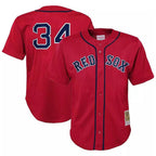 B.Red Sox #34 David Ortiz Player Red Mitchell & Ness Cooperstown Collection Mesh Home Ddoa Stitched Jerseys