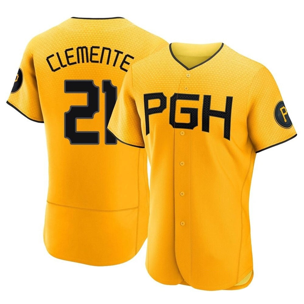 P.Pirates #21 Roberto Clemente Player Gold City Connect Home Limited Elite Ddoa Stitched Jerseys