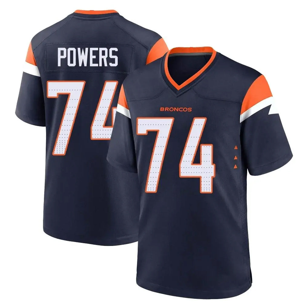 D.Broncos #74 Ben Powers Player Navy Home Game Ddoa Stitched Jerseys