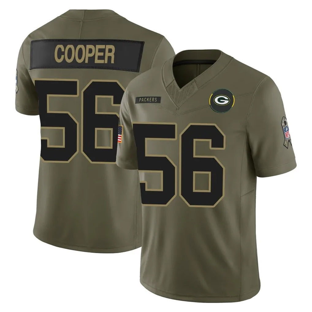 GB.Packers #56 Edgerrin Cooper Player Olive 2025 Salute To Service Limited Home Game Ddoa Stitched Jerseys