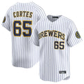 M.Brewers #65 Nestor Cortes Player White Stripes Home Limited Game Ddoa Stitched Jerseys