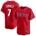 P.Phillies #7 Trea Turner Player Red Home Limited Ddoa Stitched Jerseys