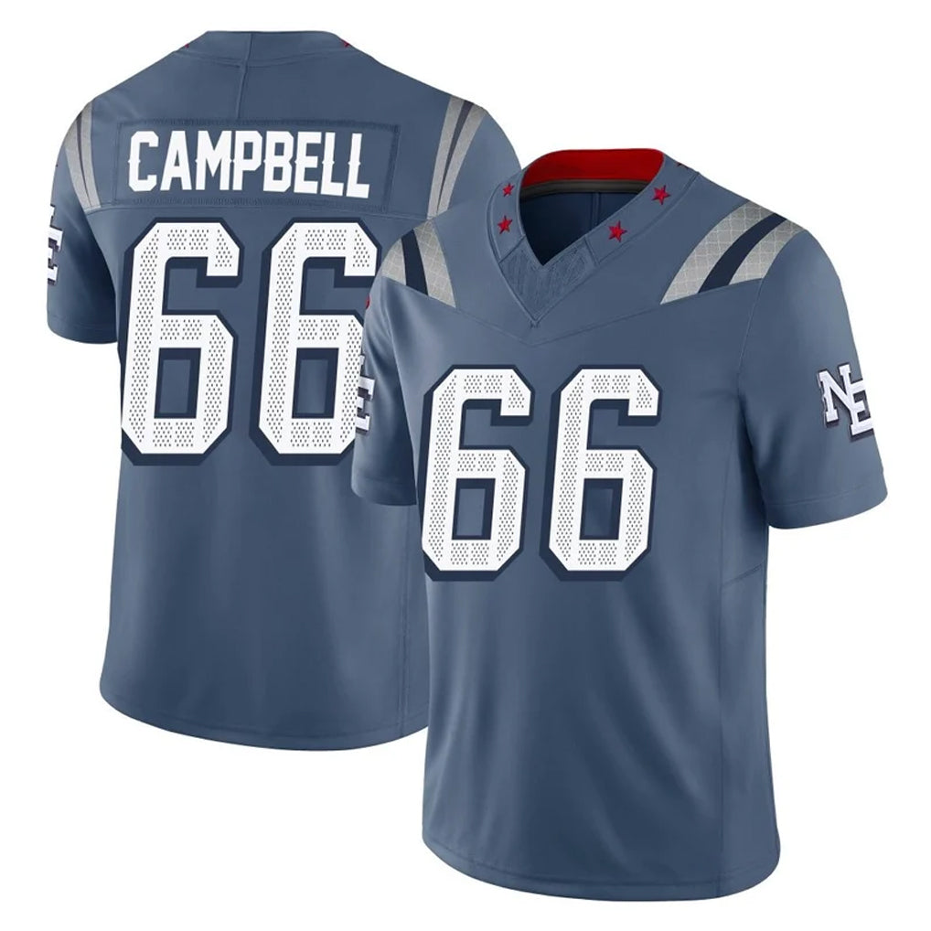 NE.Patriots #66 Will Campbell Player Blue Limited Rivalries Collection Home Game Ddoa Stitched Jerseys