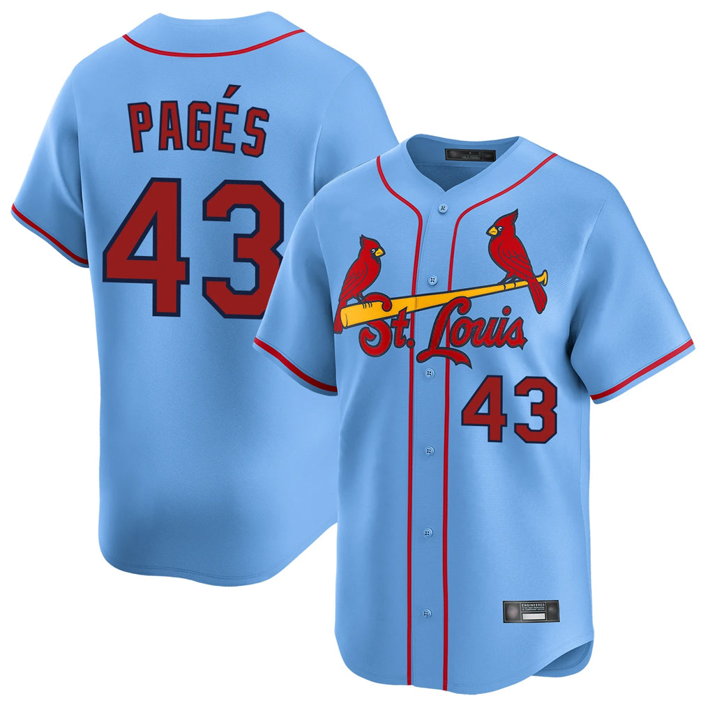 St. Louis Cardinals #43 Pedro Pages Player Light Blue Home Limited Ddoa Stitched Jerseys