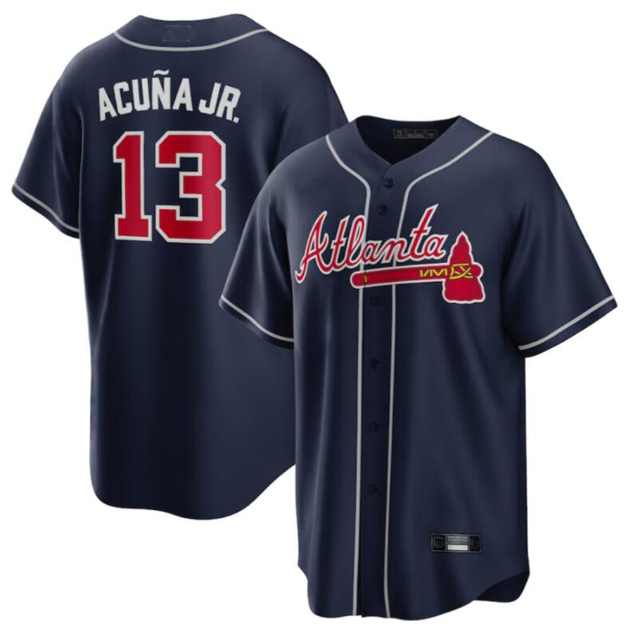 A.Braves #13 Ronald Acuna Jr. Player Navy Replica Ddoa Stitched Jerseys