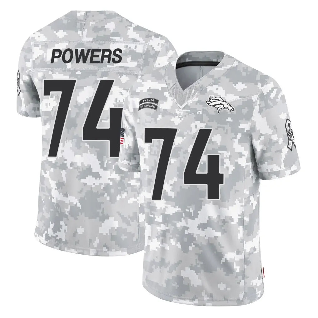 D.Broncos #74 Ben Powers Player Arctic Camo Salute To Service Limited Ddoa Stitched Jerseys