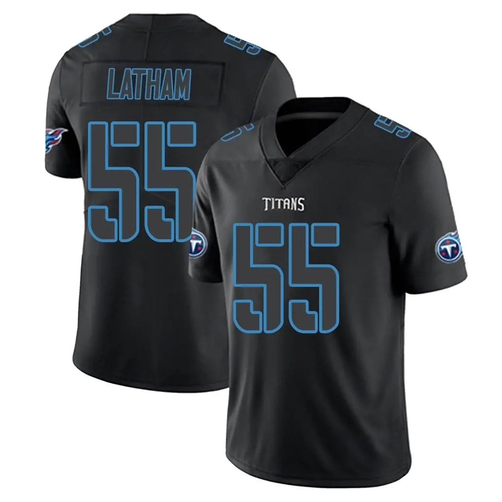 T.Titans #55 JC Latham Player Black Impact Limited Home Game Ddoa Stitched Jerseys