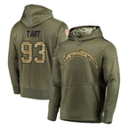 LA.Chargers #93 Teair Tart Player Olive Salute to Service Pullover Hoodies Home Game Ddoa Stitched Jerseys