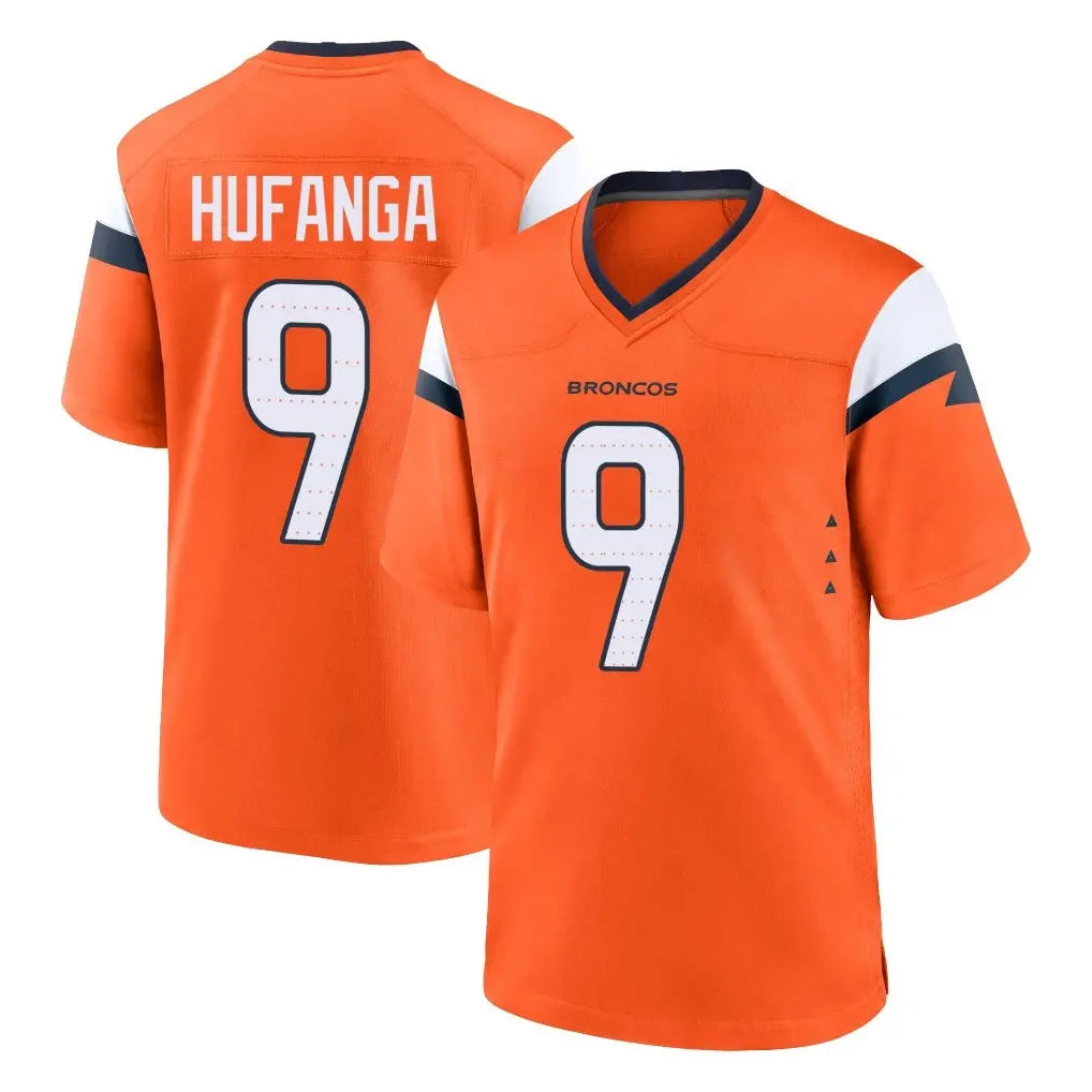 D.Broncos #9 Talanoa Hufanga Player Orange Home Game Ddoa Stitched Jerseys