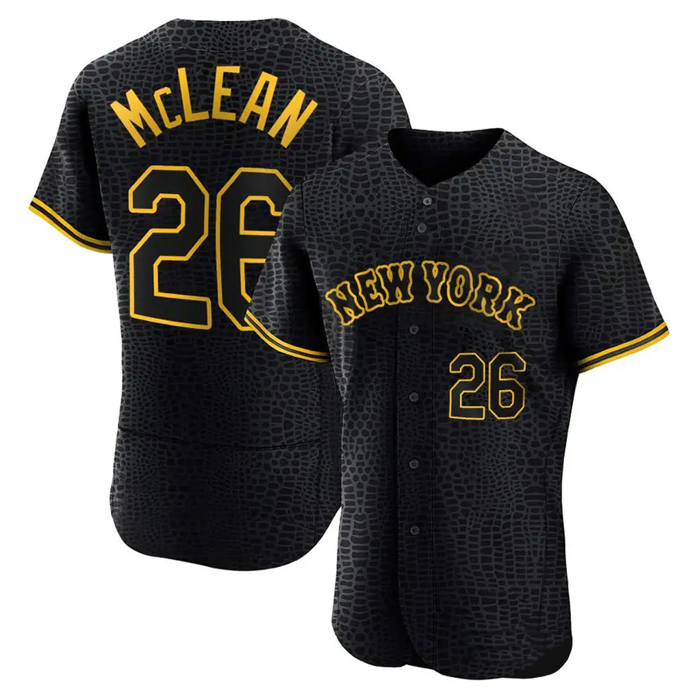 NY.Mets #26 Nolan McLean Player Black Snake Skin City Home Limited Elite Ddoa Stitched Jerseys