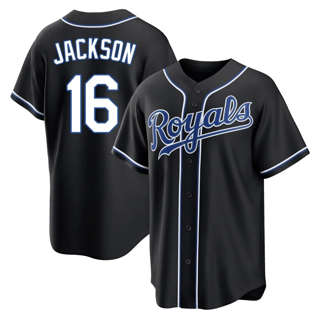 KC.Royals #16 Bo Jackson Player Black Carbon Fashion Home Game Ddoa Stitched Jerseys