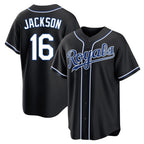 KC.Royals #16 Bo Jackson Player Black Carbon Fashion Home Game Ddoa Stitched Jerseys