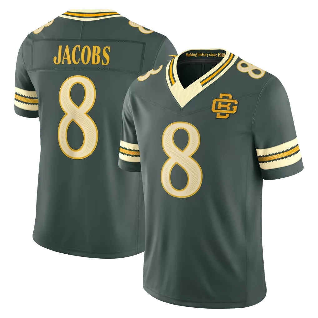 GB.Packers #8 Josh Jacobs Player Green Limited 2026 Rivalries Collection Home Game Ddoa Stitched Jerseys