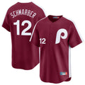 P.Phillies #12 Kyle Schwarber Player Red Cooperstown Collection Limited Home Ddoa Stitched Jerseys