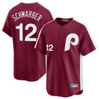 P.Phillies #12 Kyle Schwarber Player Red Cooperstown Collection Limited Home Ddoa Stitched Jerseys