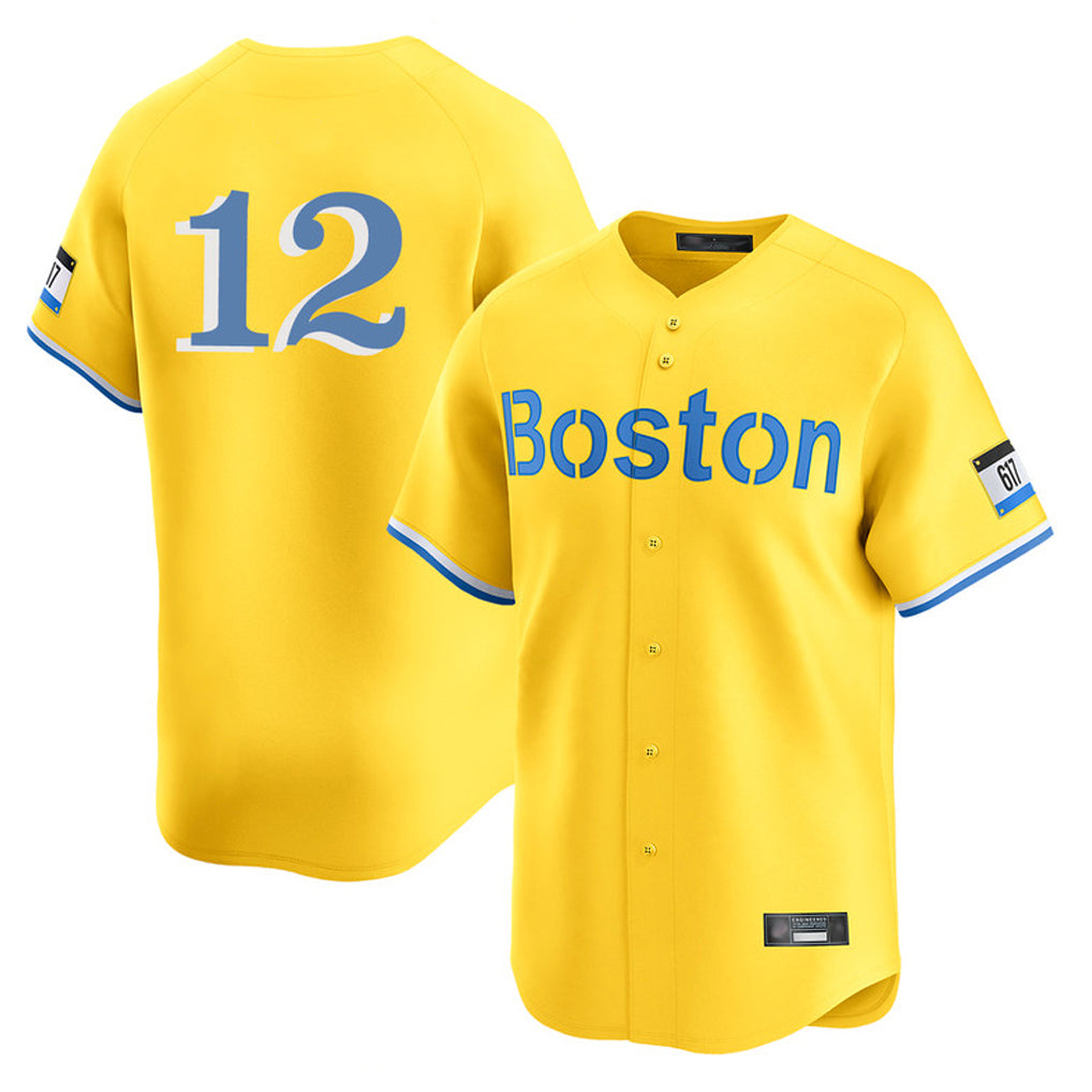 B.Red Sox #12 Connor Wong Player Yellow Limited Home Game Ddoa Stitched Jerseys