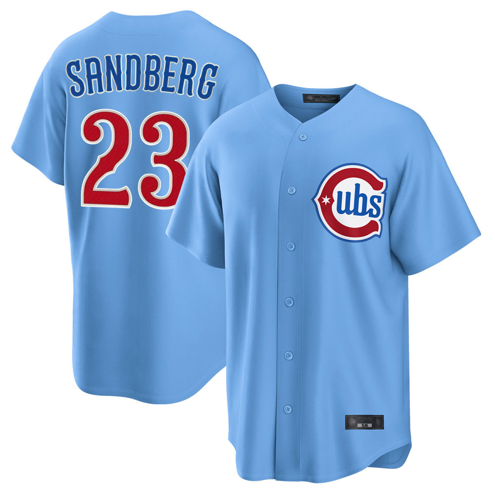 C.Cubs #23 Ryne Sandberg Player Light Blue Home Game Ddoa Stitched Jerseys