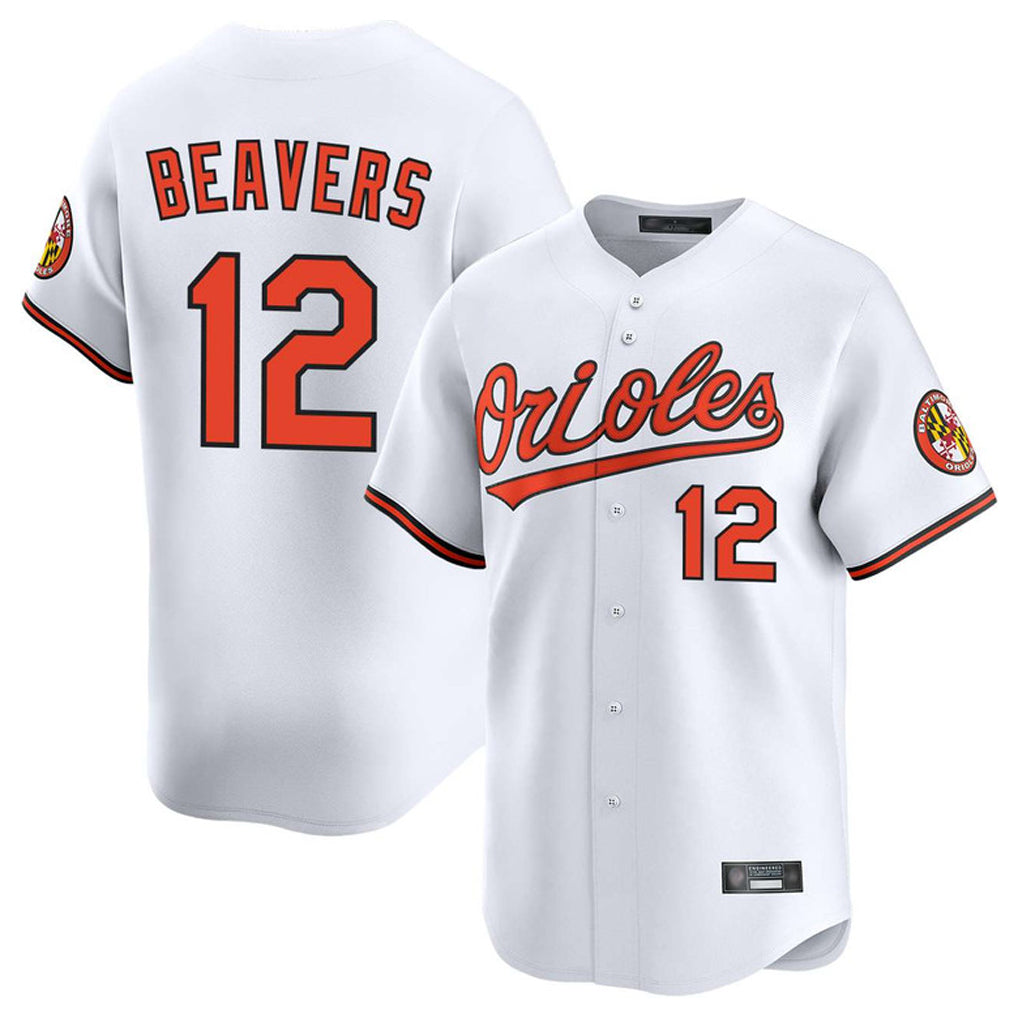 B.Orioles #12 Dylan Beavers Player White Limited Home Game Ddoa Stitched Jerseys