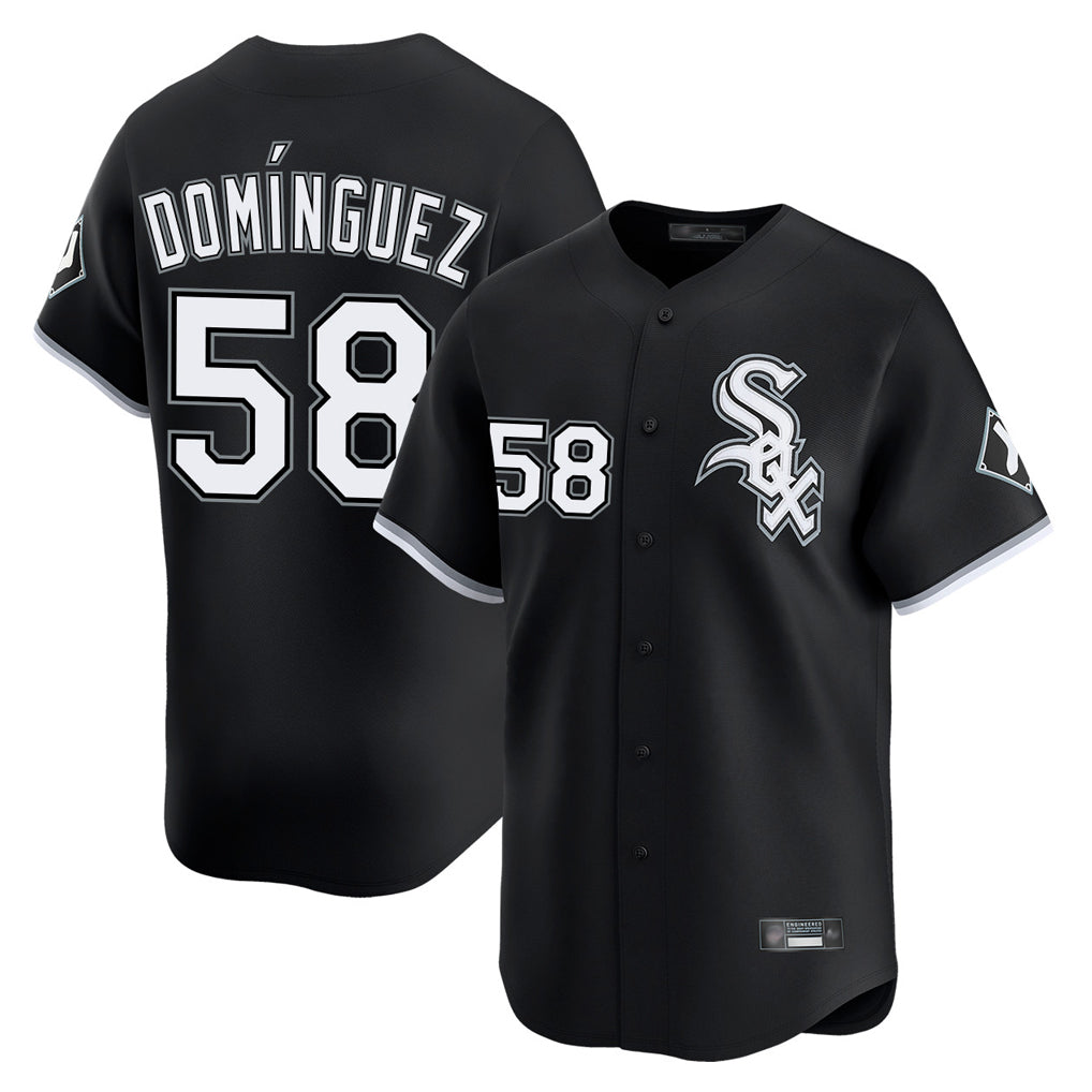 C.White Sox #58 Seranthony Dom¨ªnguez Player Black Limited Home Ddoa Stitched Jerseys