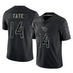 T.Titans #14 Carnell Tate Player Black Limited Reflective Home Game Ddoa Stitched Jerseys