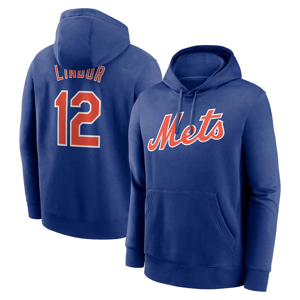 NY.Mets #12 Francisco Lindor Player Royal Club Pullover Hoodie Game Ddoa Stitched Jerseys