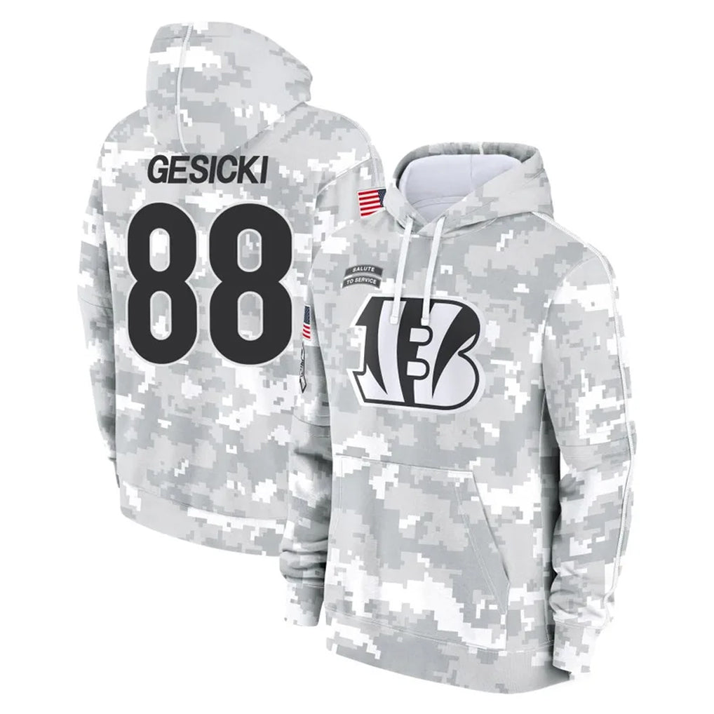 C.Bengals #88 Mike Gesicki Player Arctic Camo Salute to Service Pullover Hoodie Limited Ddoa Stitched Jerseys