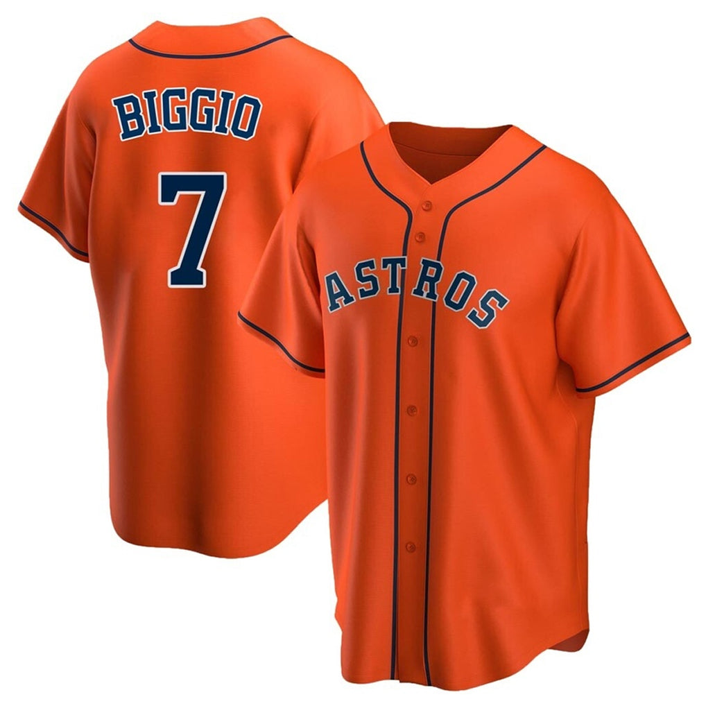 H.Astros #7 Craig Biggio Player Orange Home Game Ddoa Stitched Jerseys