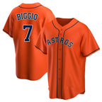 H.Astros #7 Craig Biggio Player Orange Home Game Ddoa Stitched Jerseys