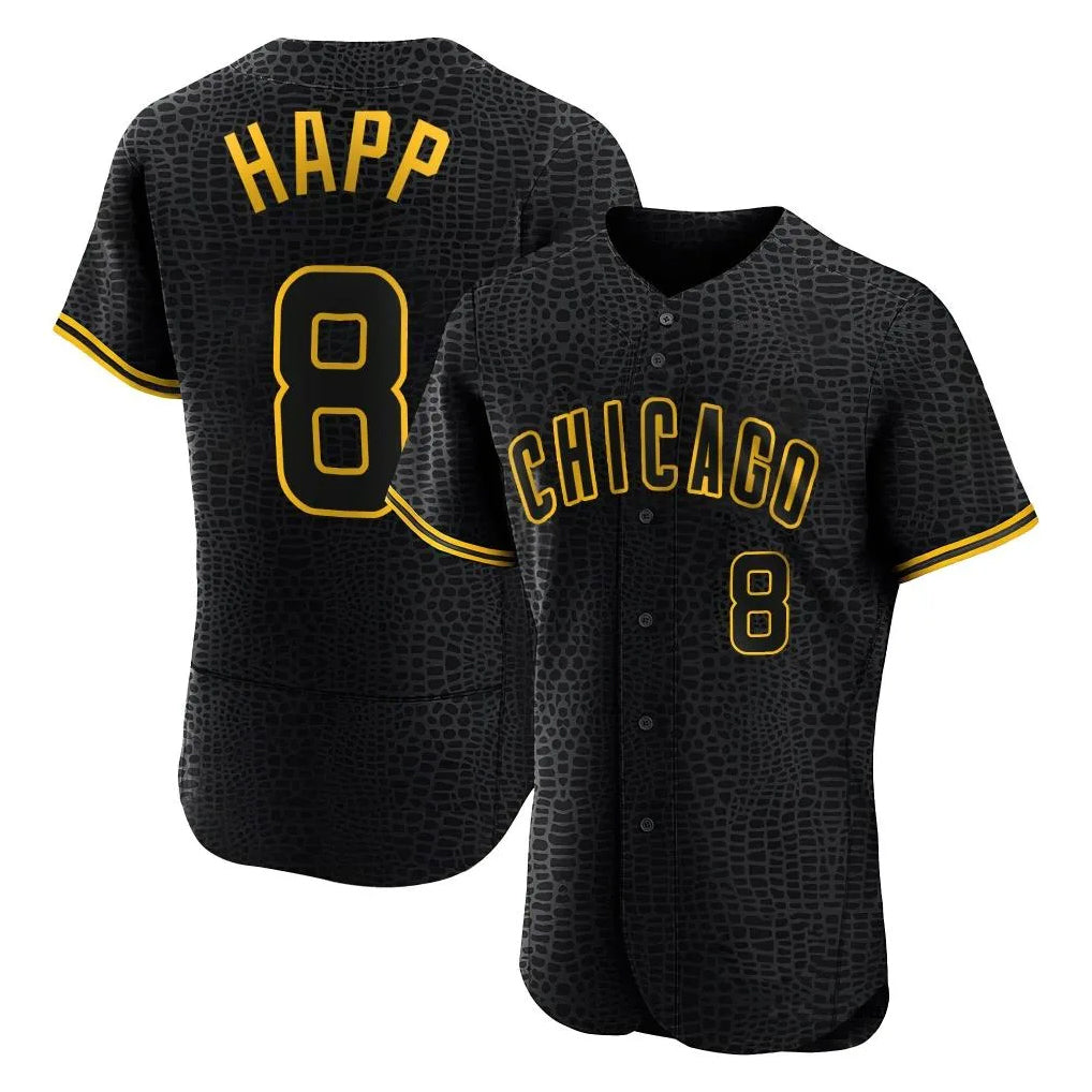 C.Cubs #8 Ian Happ Player Black Snake Skin City Limited Elite Home Game Ddoa Stitched Jerseys