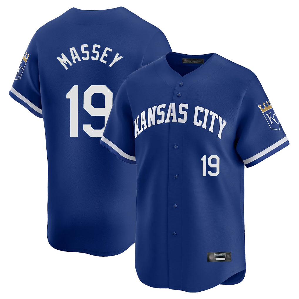 KC.Royals #19 Michael Massey Player Royal Limited Home Ddoa Stitched Jerseys