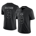 GB.Packers #9 Christian Watson Player Black Reflective Limited Home Game Ddoa Stitched Jerseys