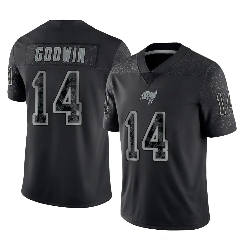 TB.Buccaneers #14 Chris Godwin Jr. Player Black Reflective Limited Home Game Ddoa Stitched Jerseys