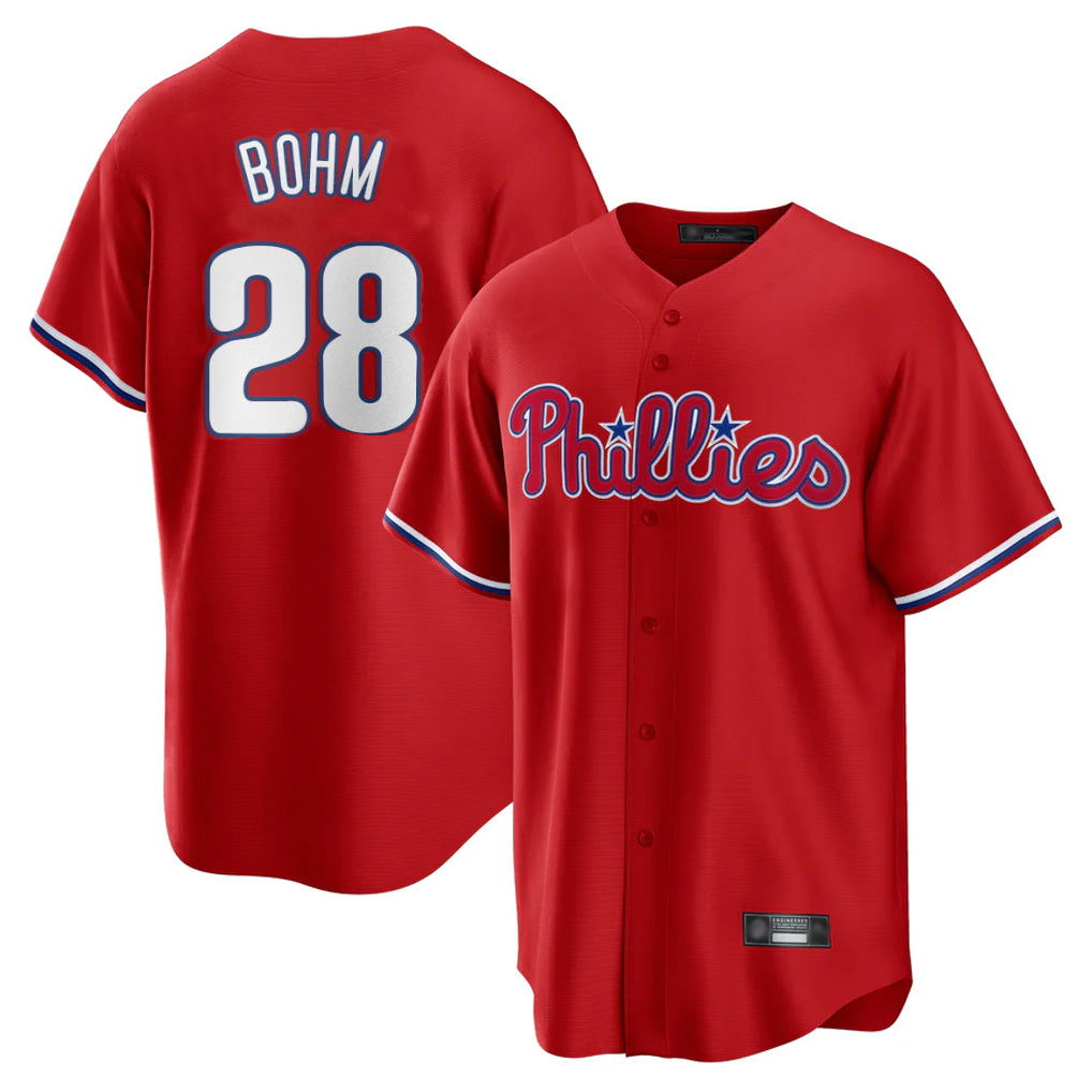P.Phillies #28 Alec Bohm Player Red Home Game Ddoa Stitched Jerseys