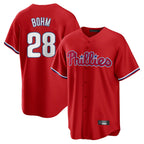 P.Phillies #28 Alec Bohm Player Red Home Game Ddoa Stitched Jerseys