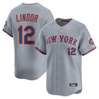 NY.Mets #12 Francisco Lindor Player Gray Road Limited Home Ddoa Stitched Jerseys