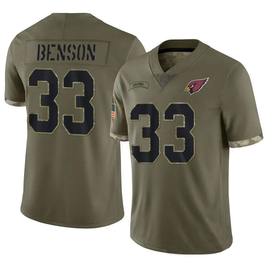 A.Cardinals #33 Trey Benson Player Olive Salute To Service Limited Game Ddoa Stitched Jerseys