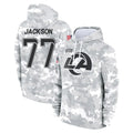 LA.Rams #77 Alaric Jackson Player Arctic Camo Salute to Service Hoodies Limited Game Ddoa Stitched Jerseys