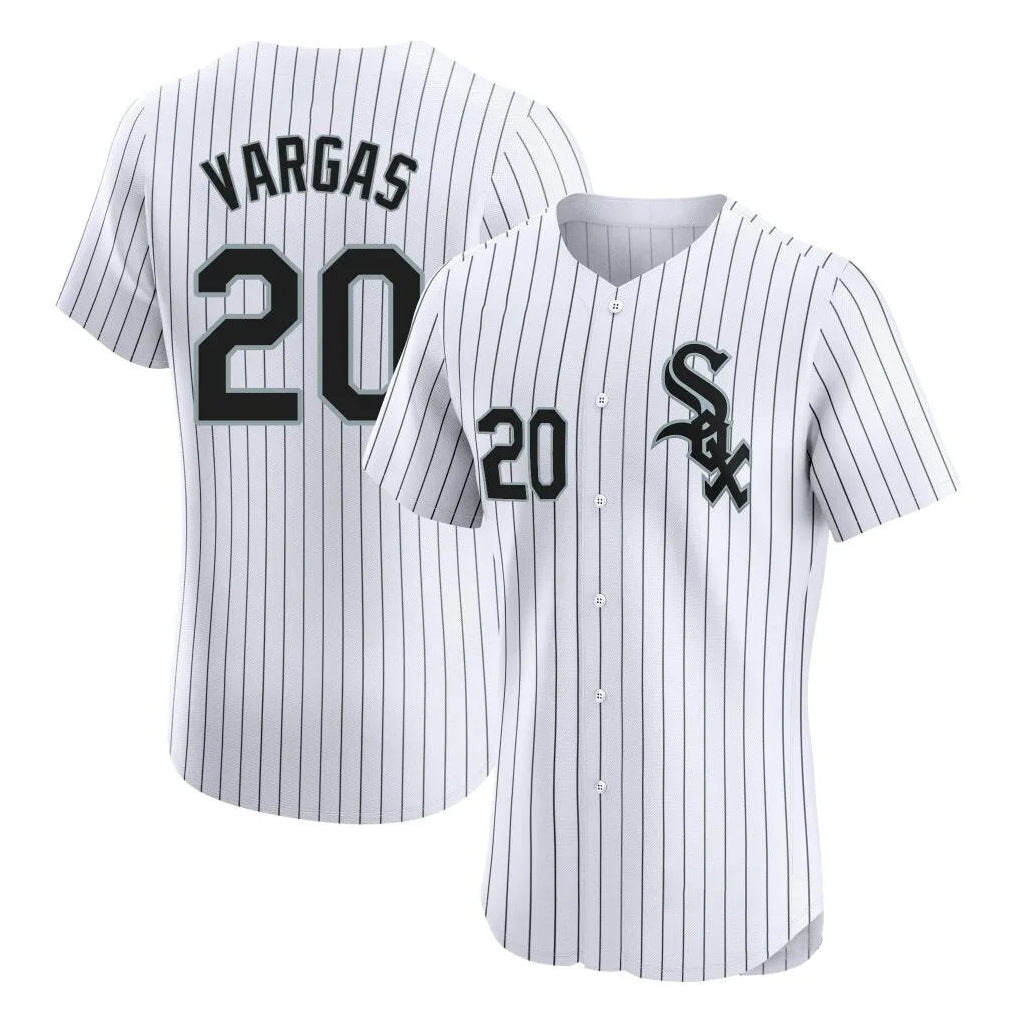 C.White Sox #20 Miguel Vargas Player White Stripe Limited Elite Home Ddoa Stitched Jerseys