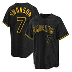 C.Cubs #7 Dansby Swanson Player Black Snake Skin City Game Ddoa Stitched Jerseys