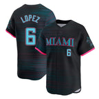 M.Marlins #6 Otto Lopez Player Black City Connect Home Limited Ddoa Stitched Jerseys