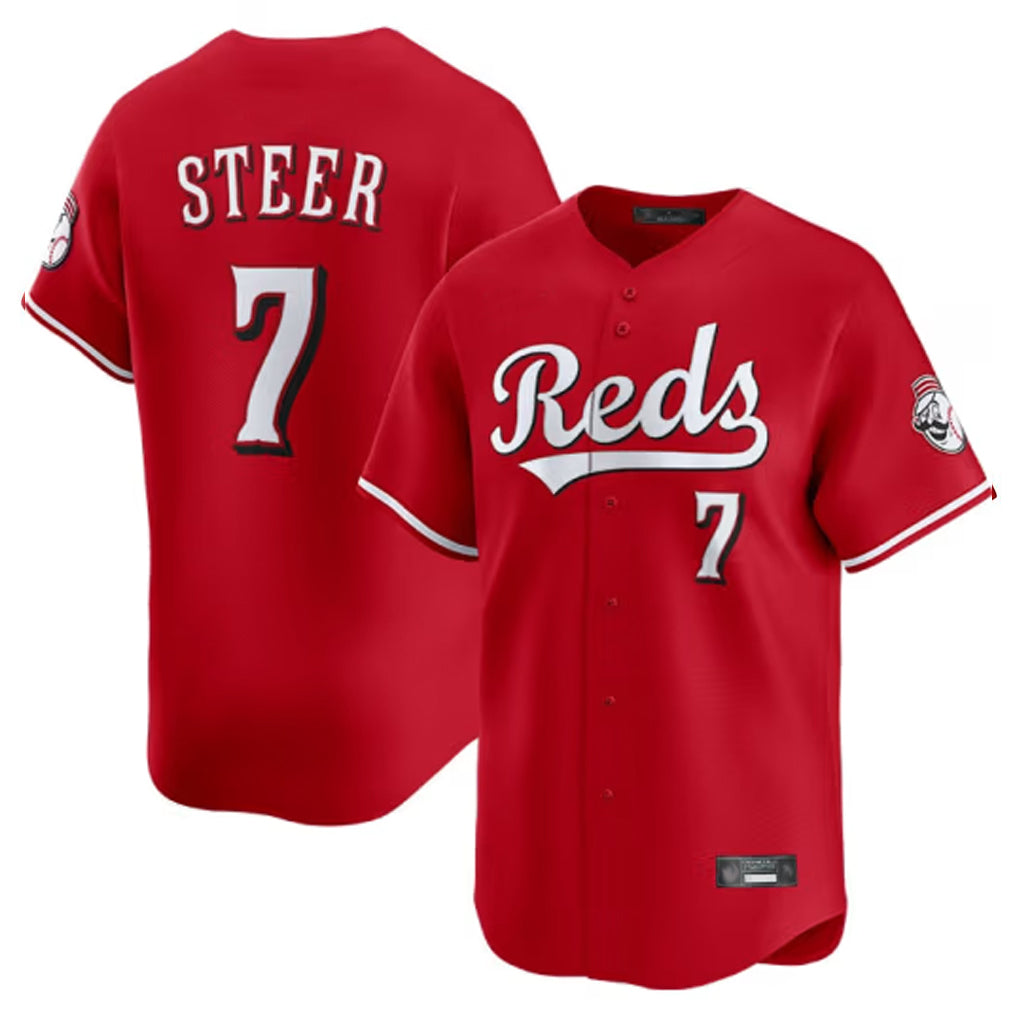 C.Reds #7 Spencer Steer Player Red Home Limited Ddoa Stitched Jerseys