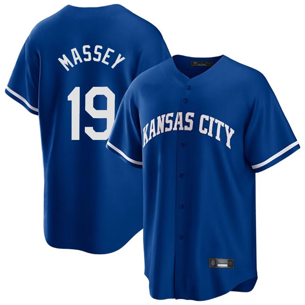 KC.Royals #19 Michael Massey Player Royal Game Home Ddoa Stitched Jerseys