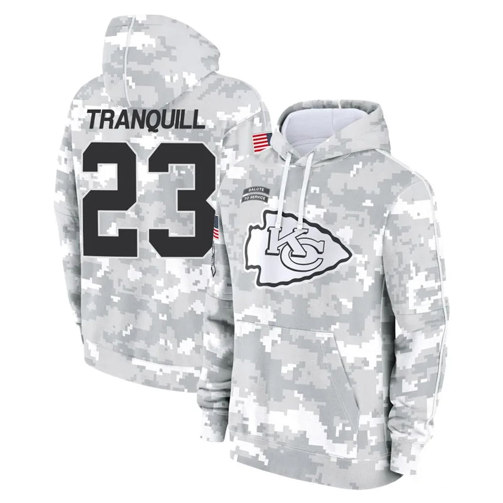 KC.Chiefs #23 Drue Tranquill Player Arctic Camo Salute to Service Hoodies Limited Game Ddoa Stitched Jerseys