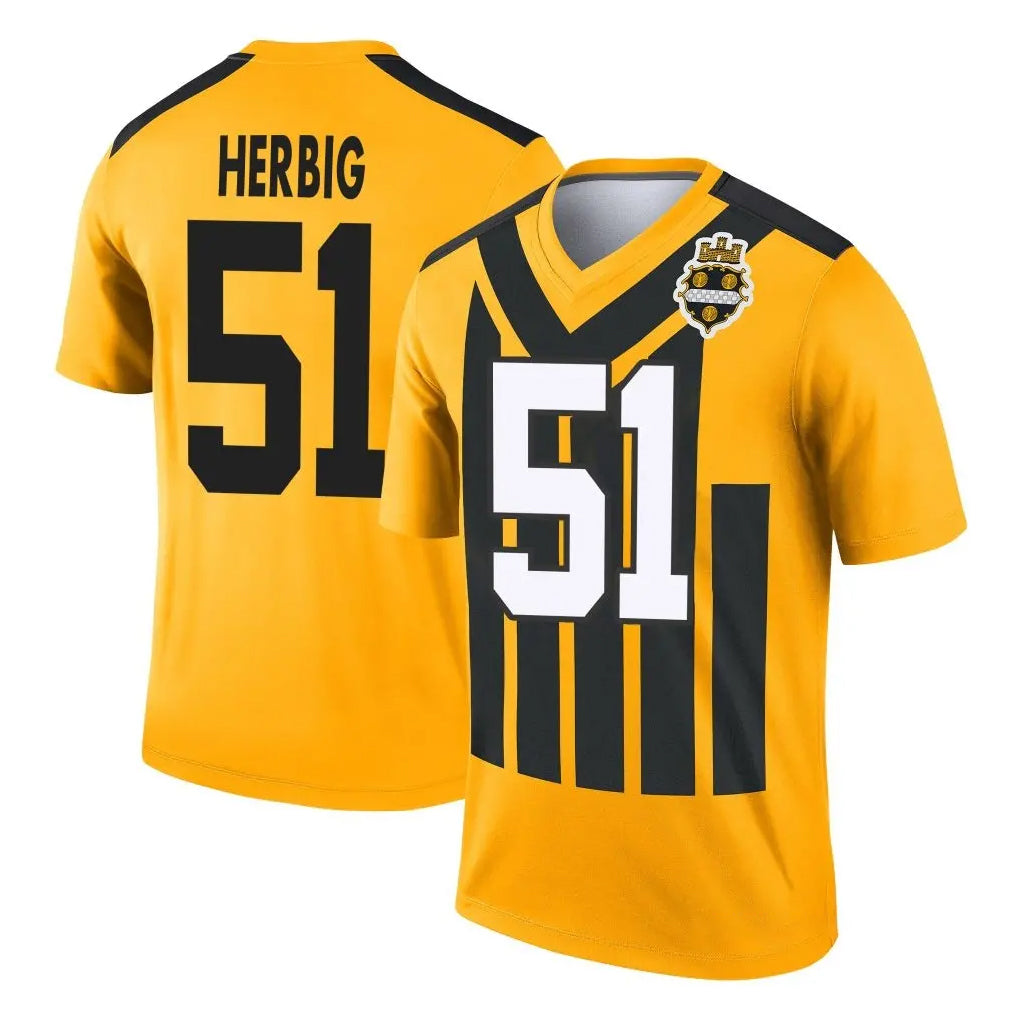 P.Steelers #51 Nick Herbig Player Gold Legend Limited 1933 Throwback Performance Home Game Ddoa Stitched Jerseys