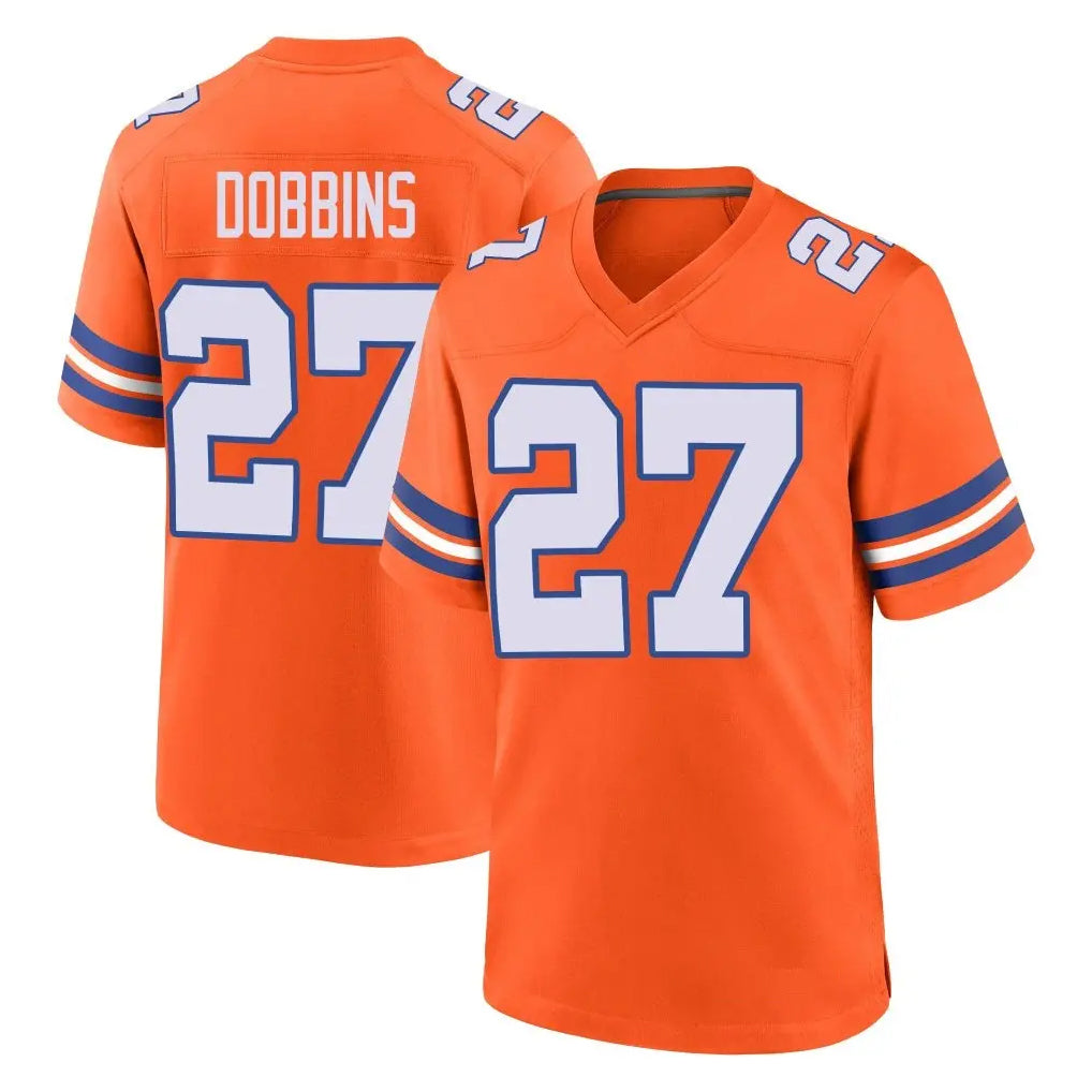 D.Broncos #27 J.K. Dobbins Player Orange Alternate Collection Throwback Game Ddoa Stitched Jerseys