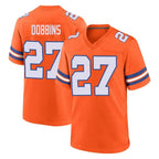 D.Broncos #27 J.K. Dobbins Player Orange Alternate Collection Throwback Game Ddoa Stitched Jerseys