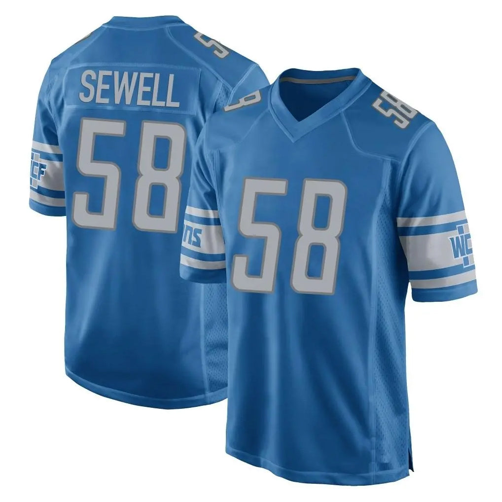 D.Lions #58 Penei Sewell Player Blue Home Game Ddoa Stitched Jerseys