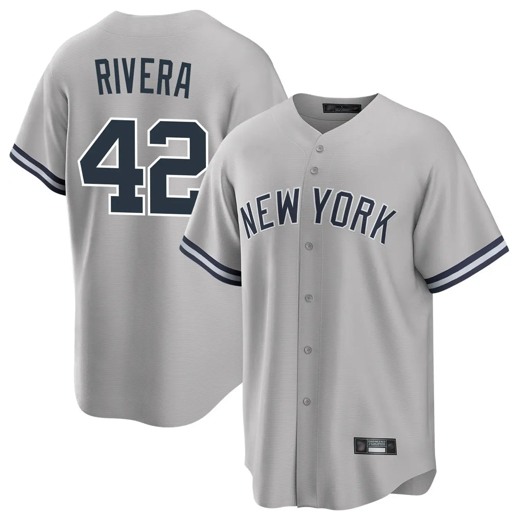 NY.Yankees #42 Mariano Rivera Player Gray Road Game Ddoa Stitched Jerseys