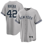 NY.Yankees #42 Mariano Rivera Player Gray Road Game Ddoa Stitched Jerseys